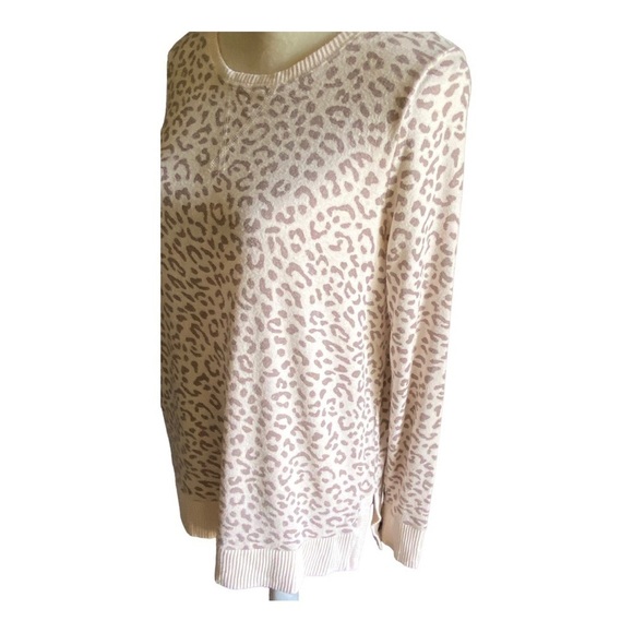 BOBEAU-LIGHT PINK CHEETAH PRINT SWEATER-SIZE SMALL - Picture 4 of 10